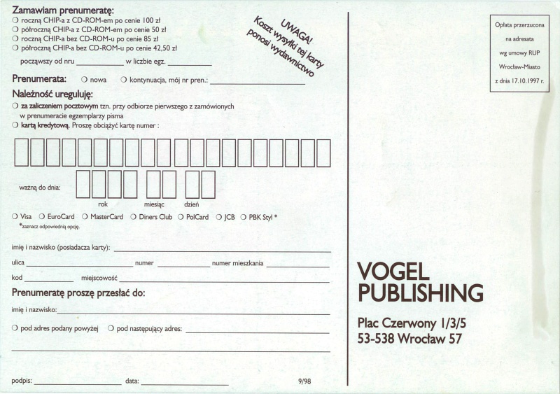 Chip gazeta karta pocztowa