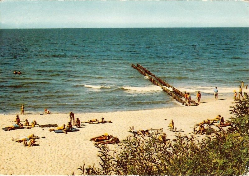 Ustronie Morskie plaża widokówka