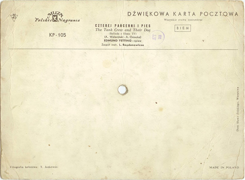 pocztówka dźwiękowa pancerni i pies