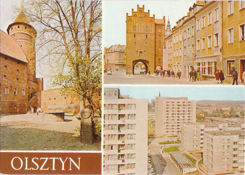 Olsztyn pocztówka zamek, ulica Staromiejska, nowe bloki